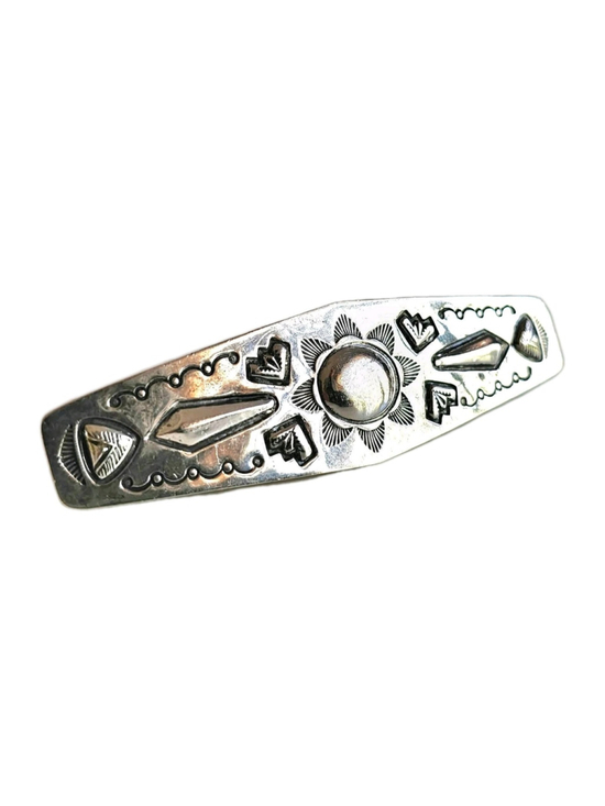 Unbranded Accessories - Vintage Navajo Sterling Silver Hand-Stamped Hair Barrette 3.5"